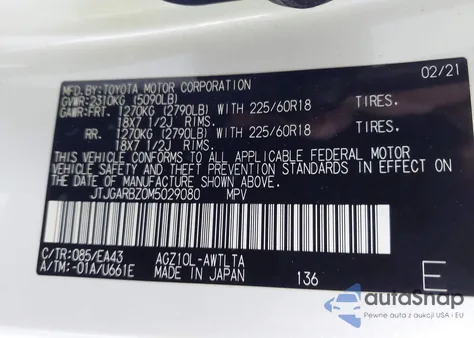 2021 Lexus Nx 300 from USA, damaged, VIN JTJGARBZ0M5029080